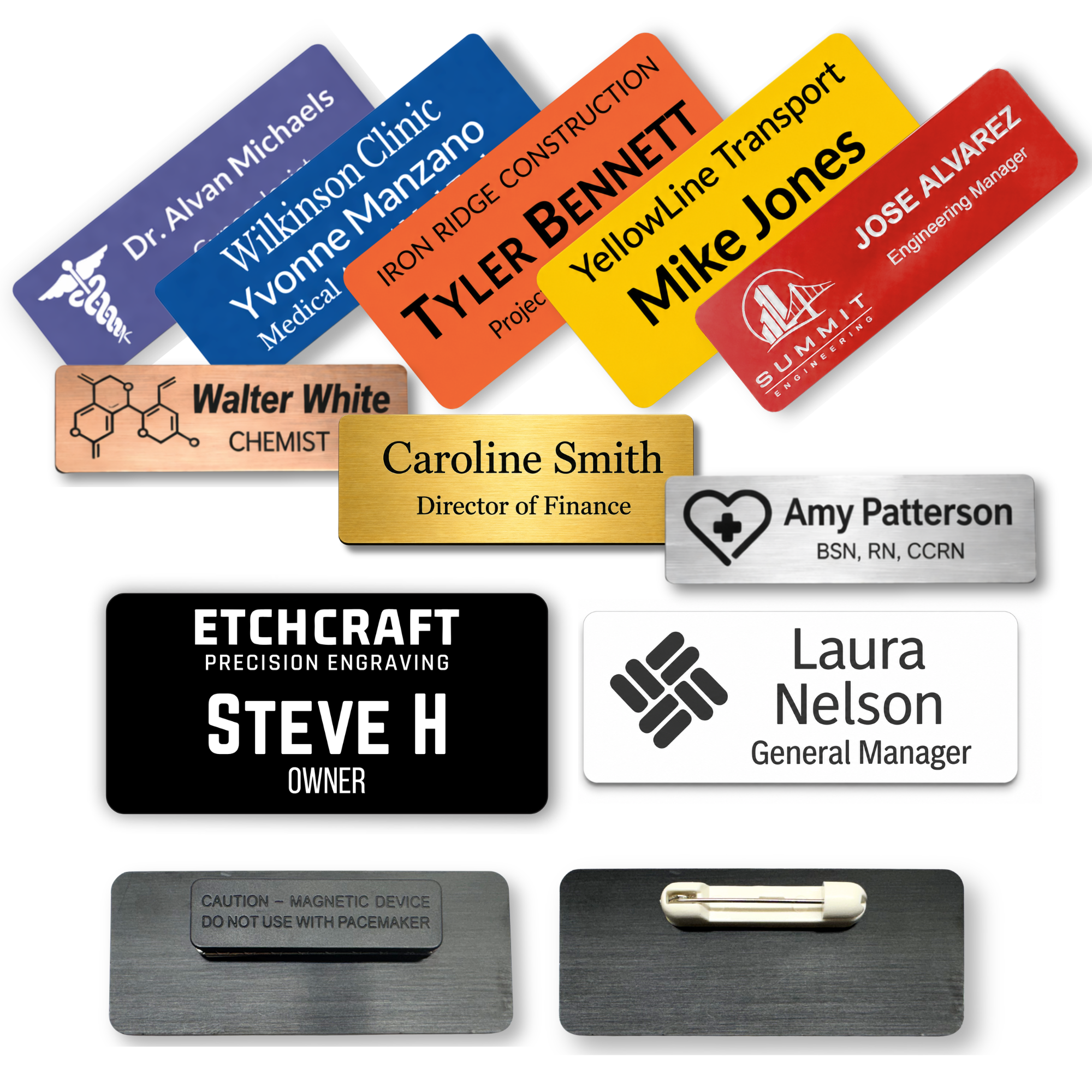 Custom Engraved Employee Name Badges – Two-Tone Acrylic