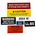Collection of safety signs with various messages on a white background