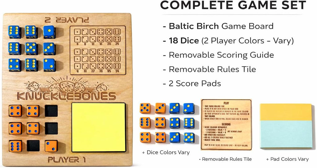 Knucklebones Wooden Dice Game Set – Tabletop Strategy Game