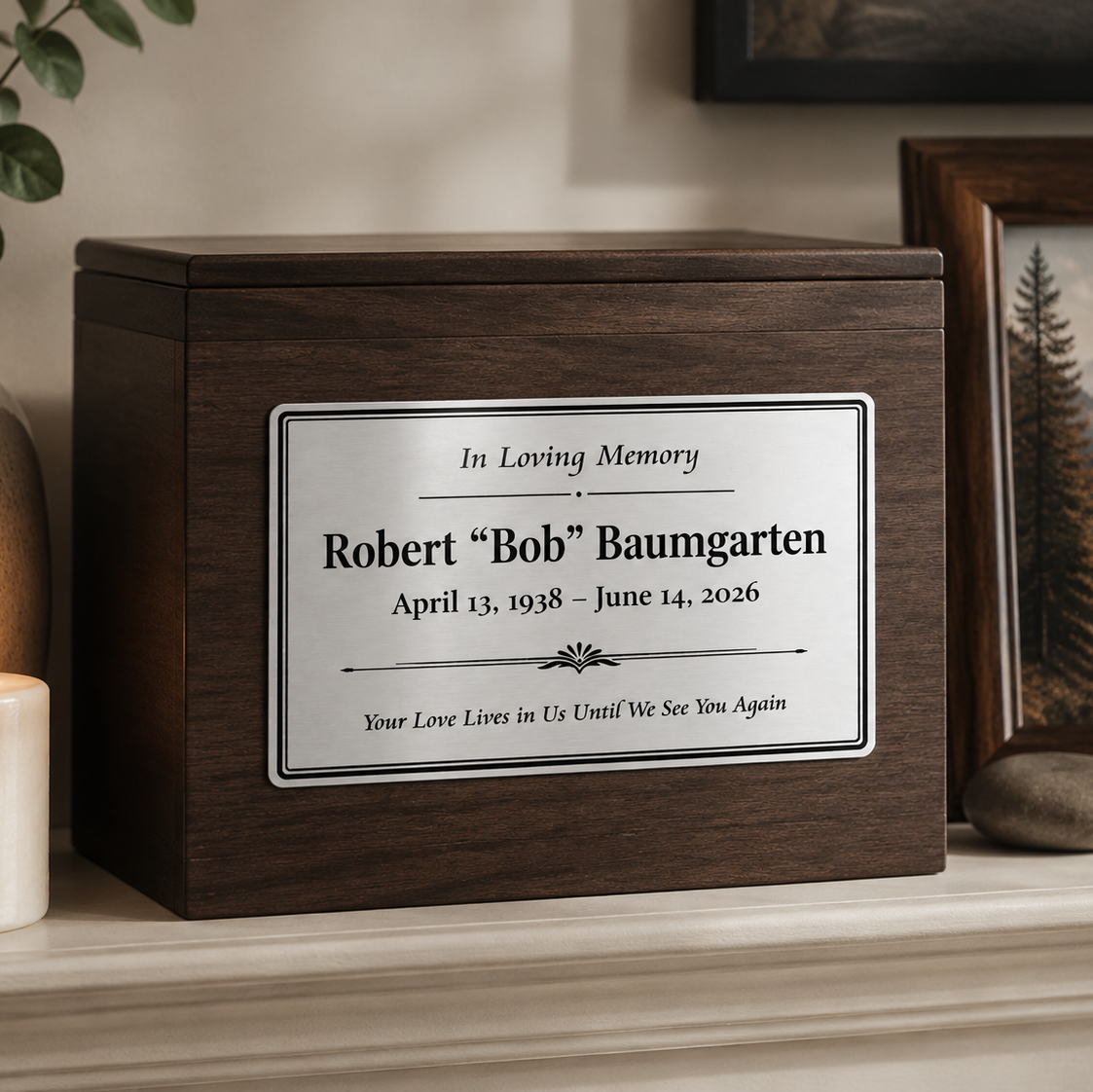 Custom Engraved Urn Plates — Name and Dates