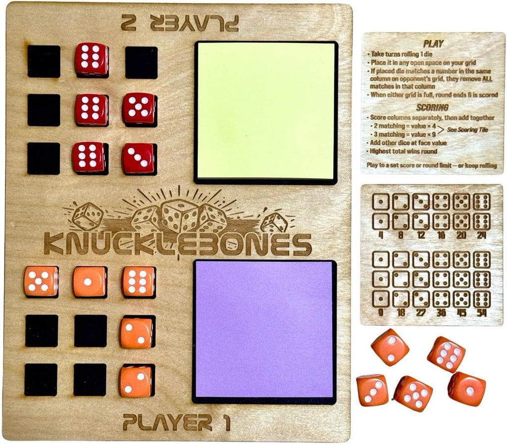 Knucklebones Wooden Dice Game Set – Tabletop Strategy Game