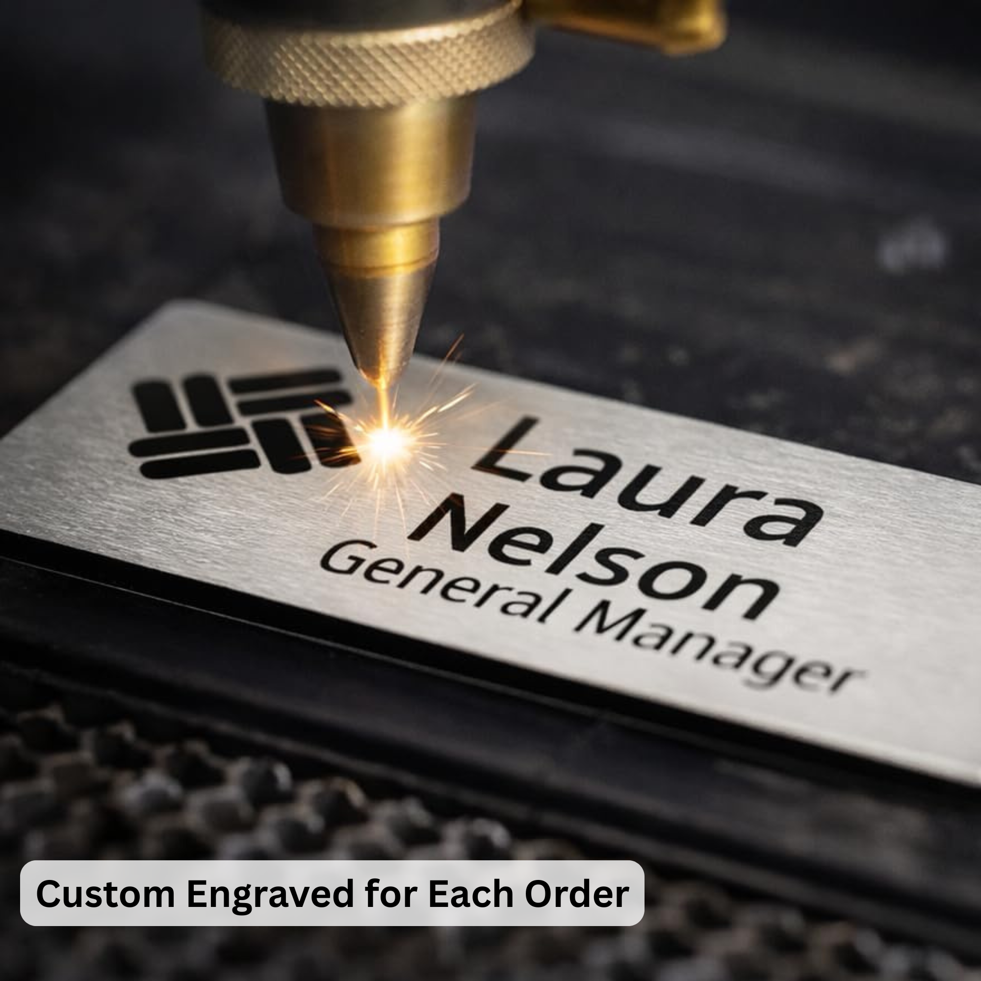 Custom Engraved Employee Name Badges – Two-Tone Acrylic