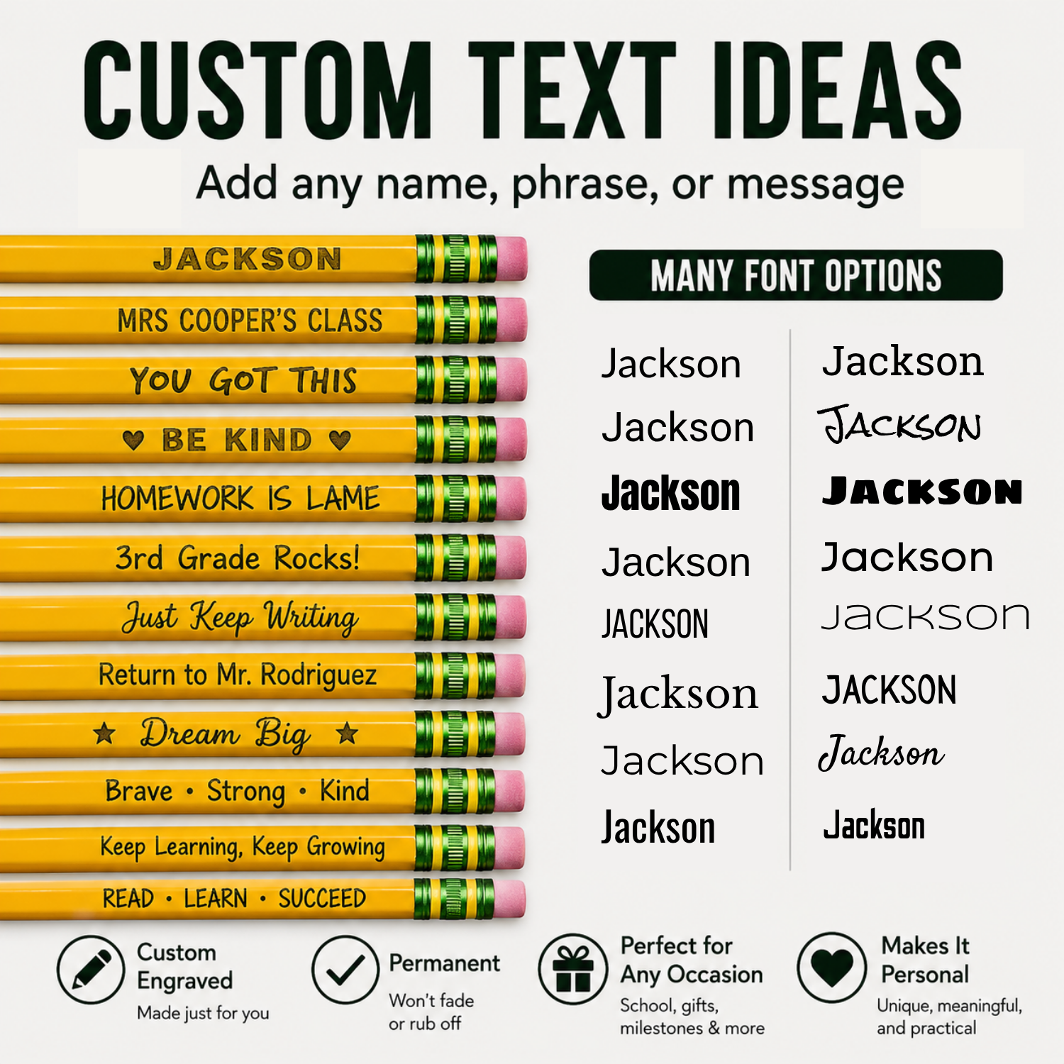 Custom Engraved Ticonderoga® #2 Pencils | Personalized Name Pencils for School, Teachers & Gifts