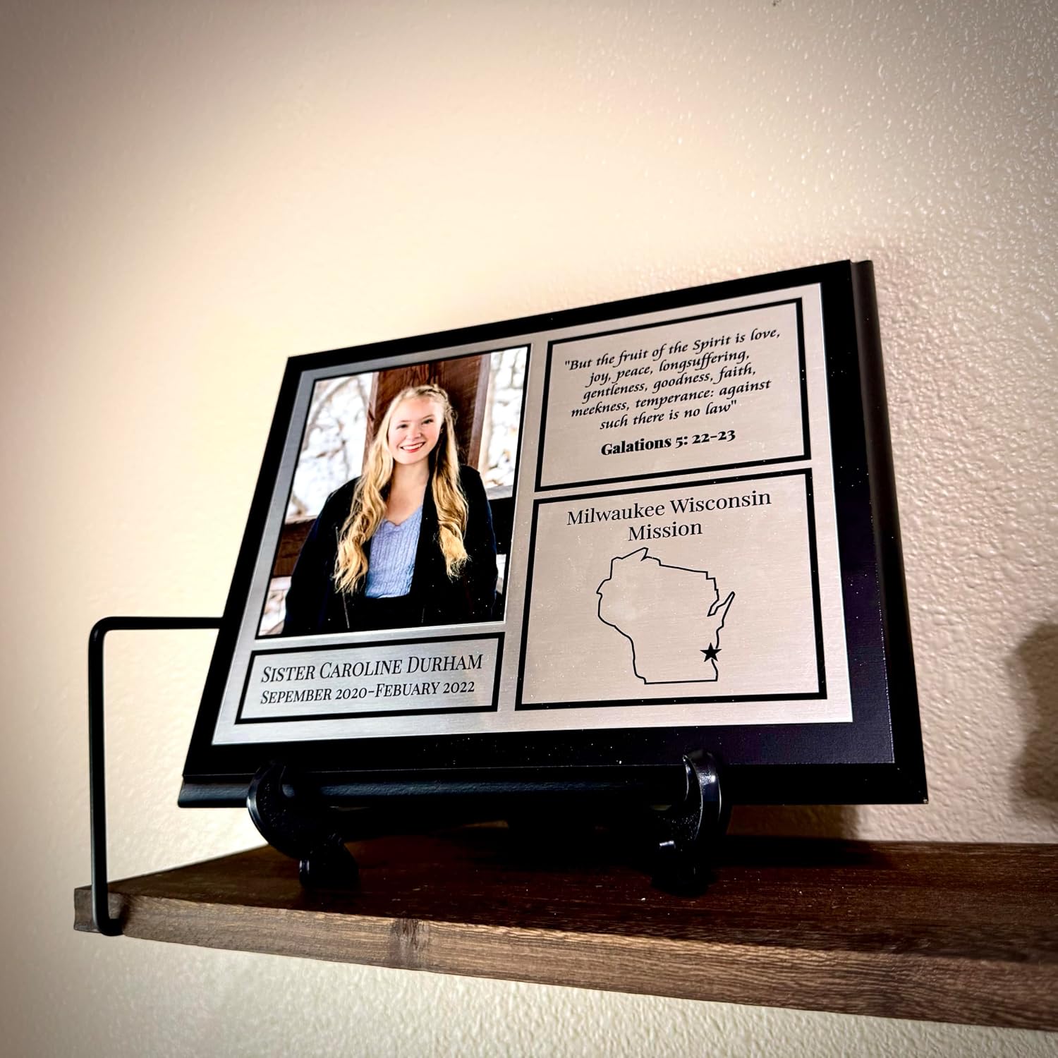 Modern LDS Missionary Plaque – 8x10 Wood Plaque with Aluminum Plate & Photo