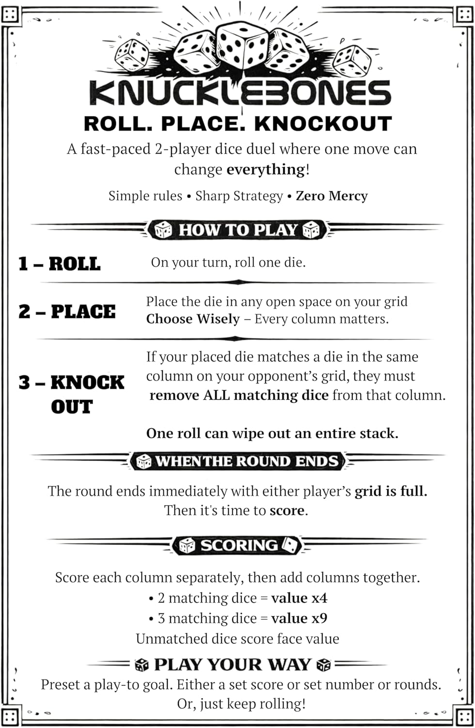Knucklebones Wooden Dice Game Set – Tabletop Strategy Game