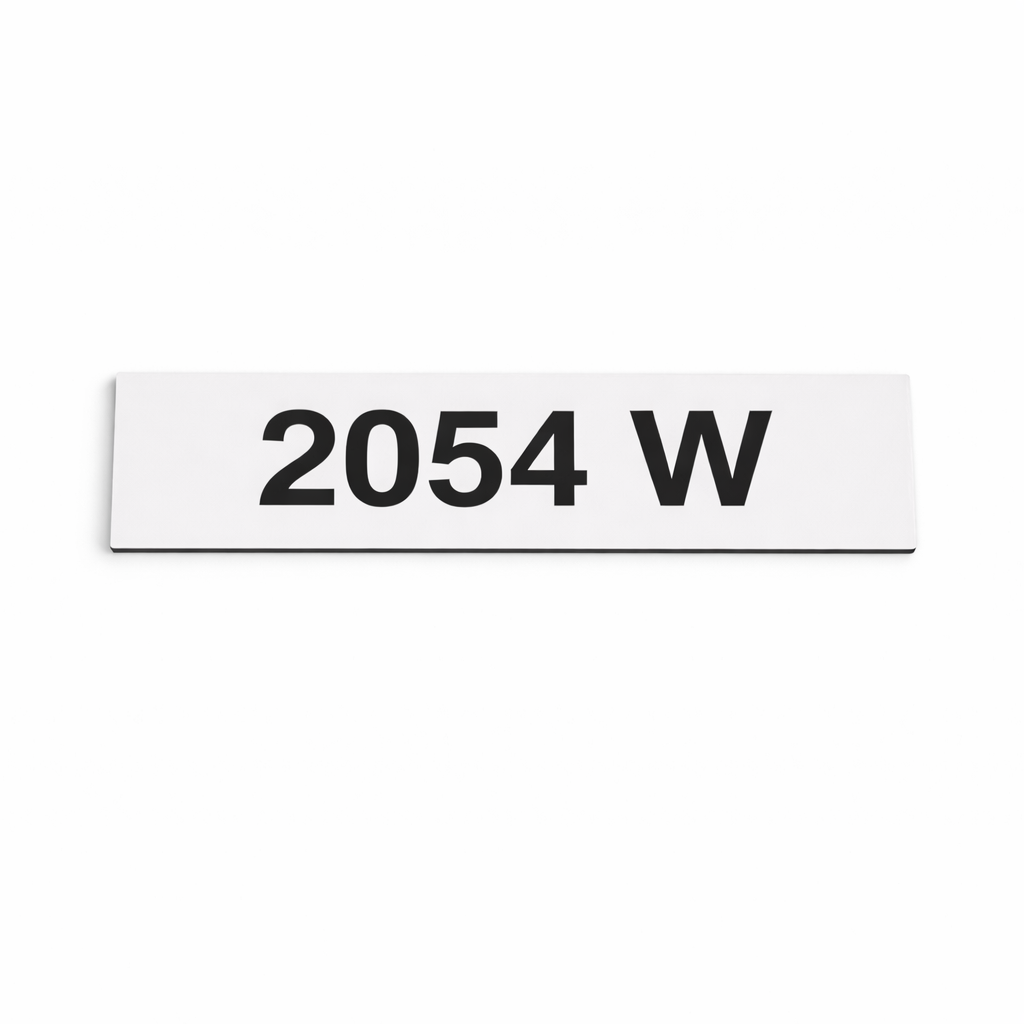 engraved ID plate on white background