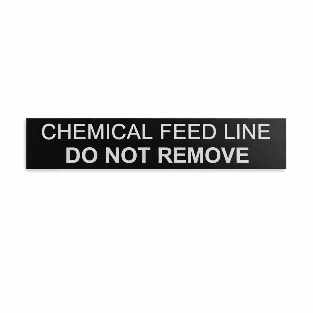 chemical feed line warning aluminum tag