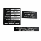 Three black and white informational signs on a white background