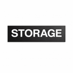 Black signage indicating STORAGE