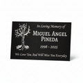 Memorial plaque with tree design and text for Miguel Angel Pineda on a white background