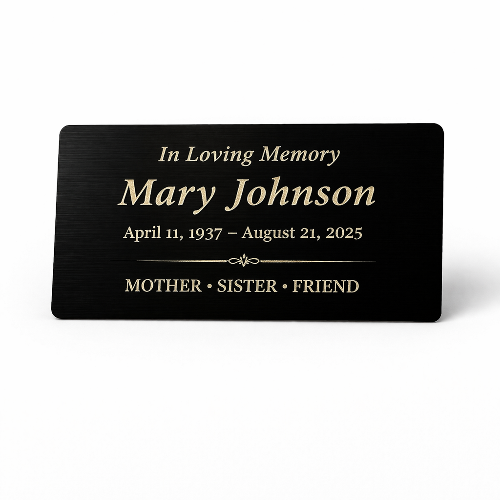 Custom Engraved Urn Plates — Name and Dates