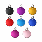 Set of colorful round metal tags on a white background