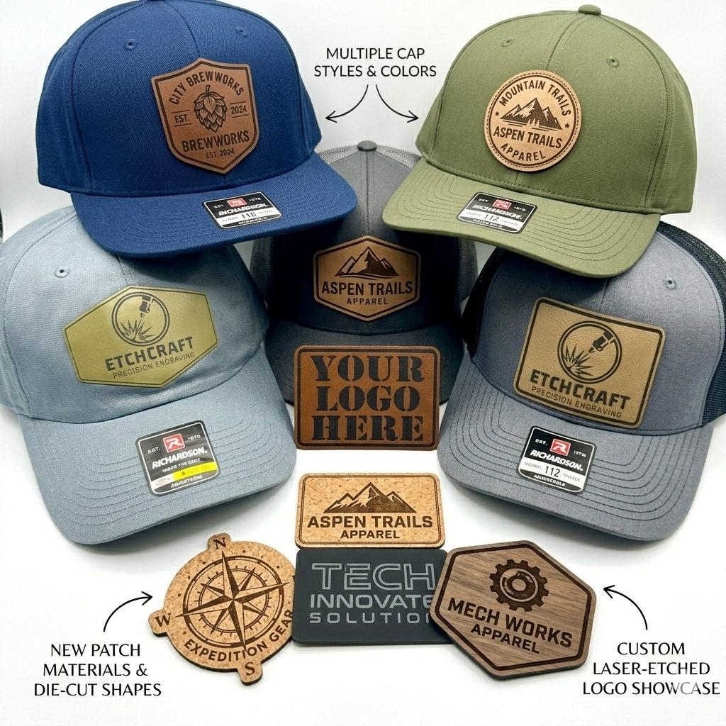 Custom Leatherette Patch Hats — Engraved Logo Hats in Multiple Colors