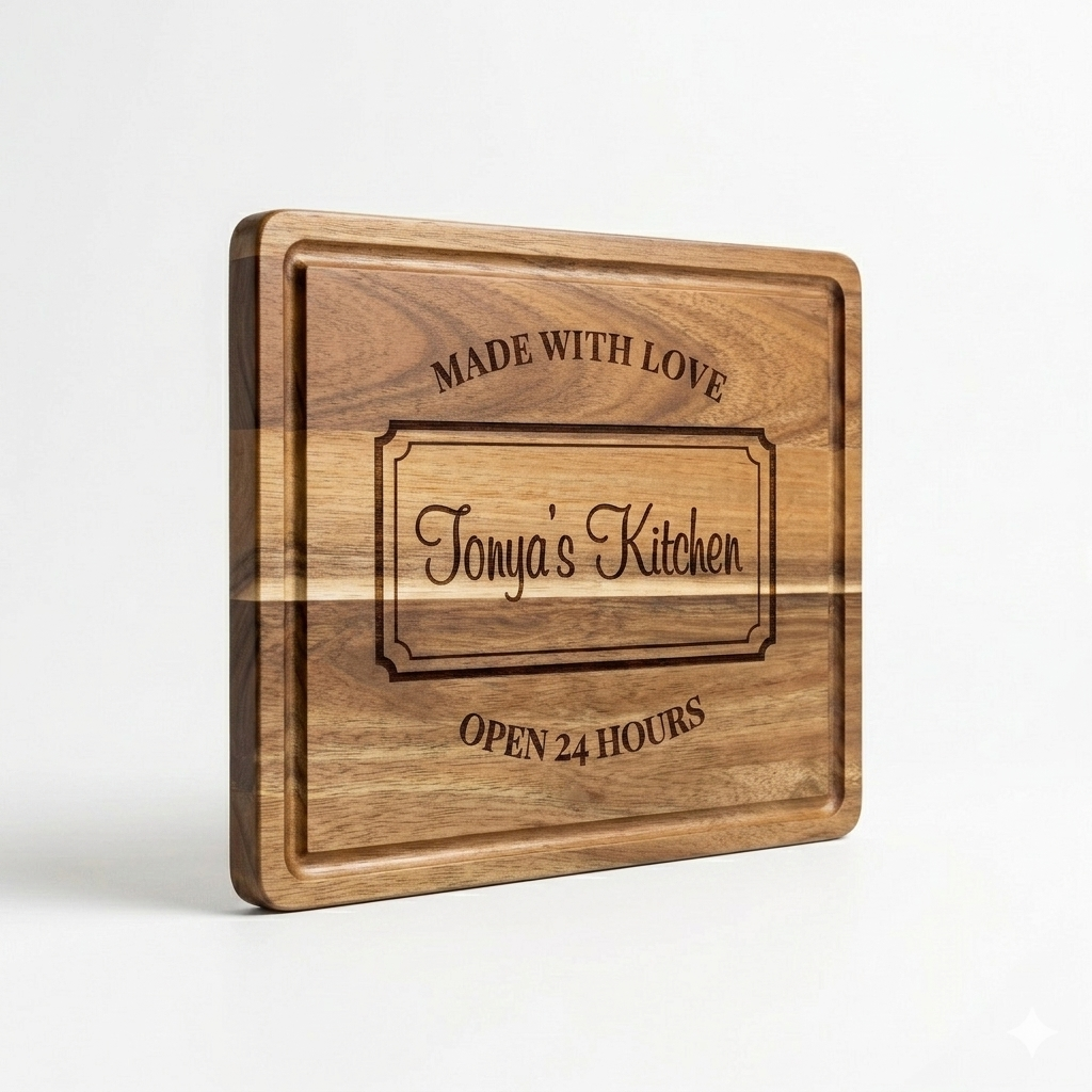 Custom Engraved Cutting Board | Personalized Acacia Wood Serving Board