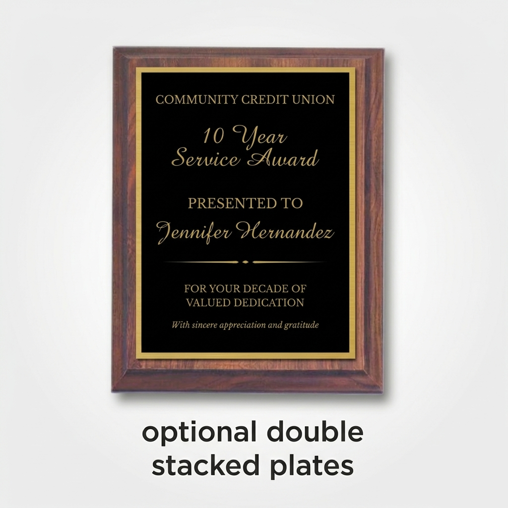 Framed Community Credit Union 10 Year Service Award on a white background