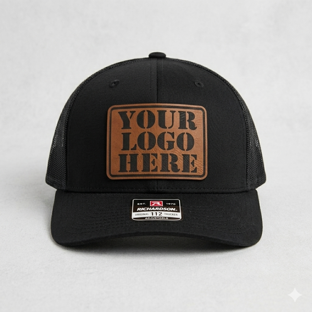 Custom Leatherette Patch Hats — Engraved Logo Hats in Multiple Colors