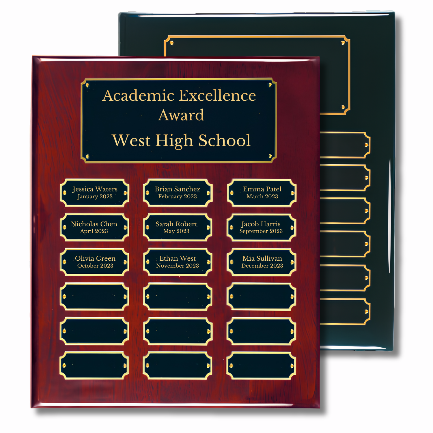 Piano Finish Perpetual Recognition Plaque | Lifetime Name Plate Updates