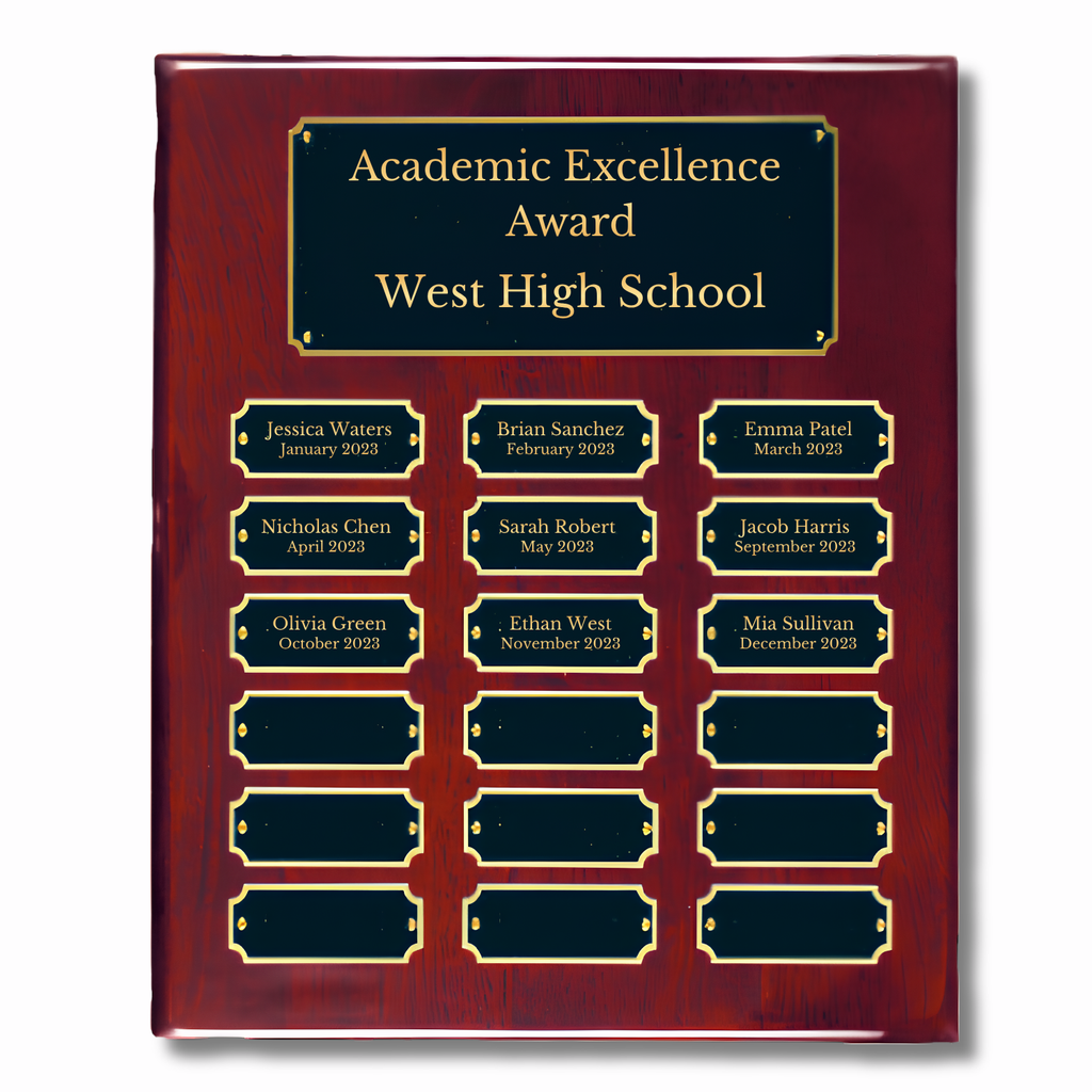 Piano Finish Perpetual Recognition Plaque | Lifetime Name Plate Updates
