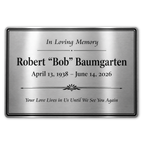 Custom Silver urn plate with black text