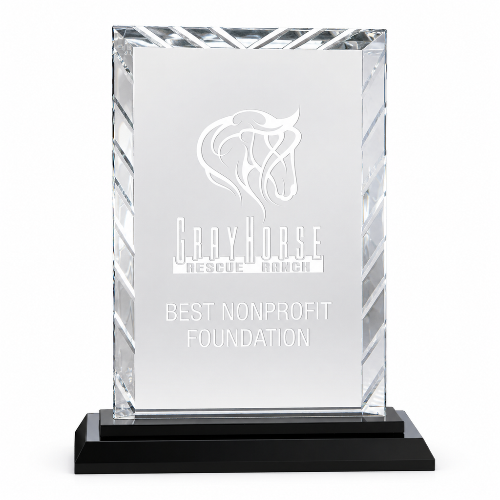 Rectangle Glass Award | Custom Engraved Recognition Plaque with polished beveled edges