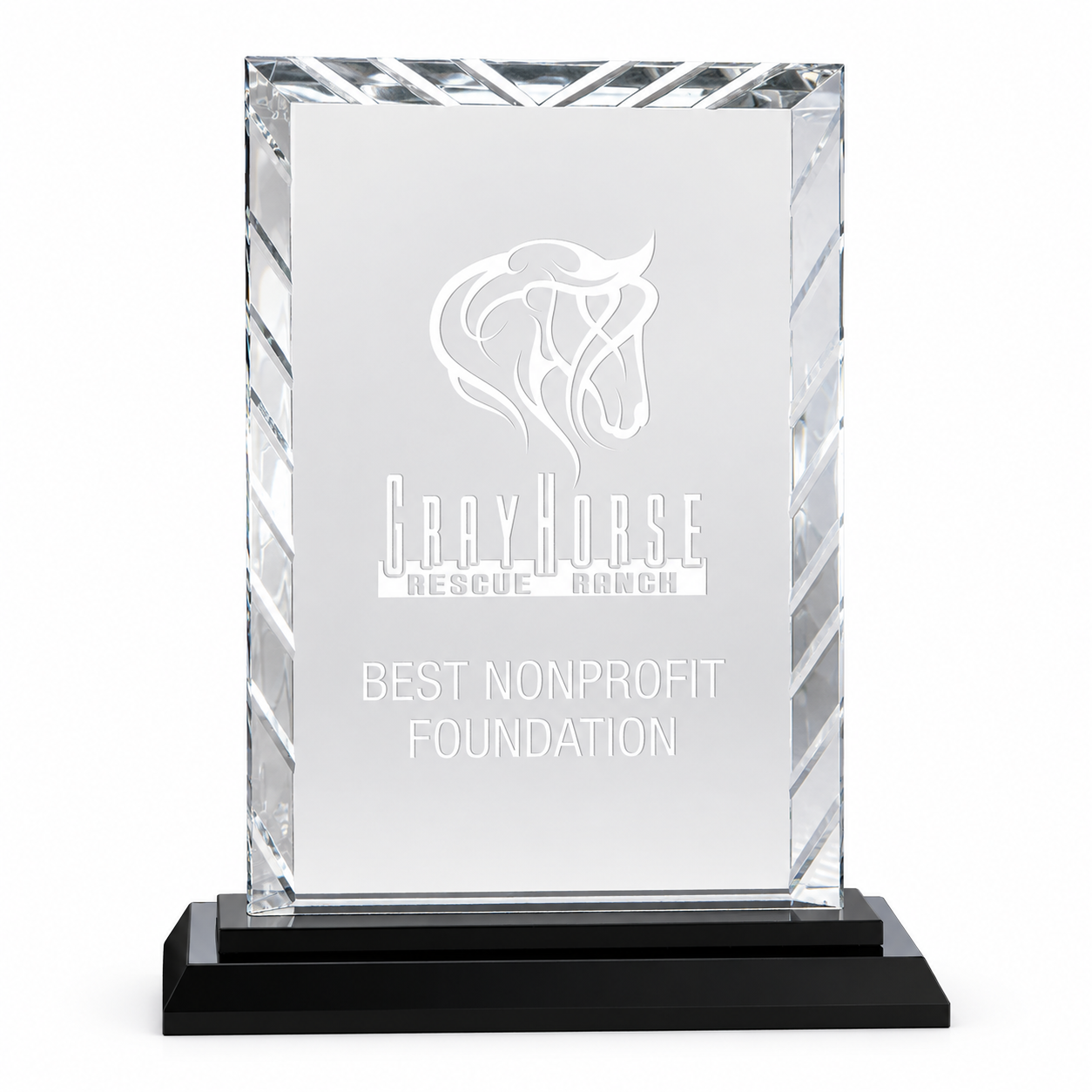 Rectangle Glass Award | Custom Engraved Recognition Plaque with polished beveled edges
