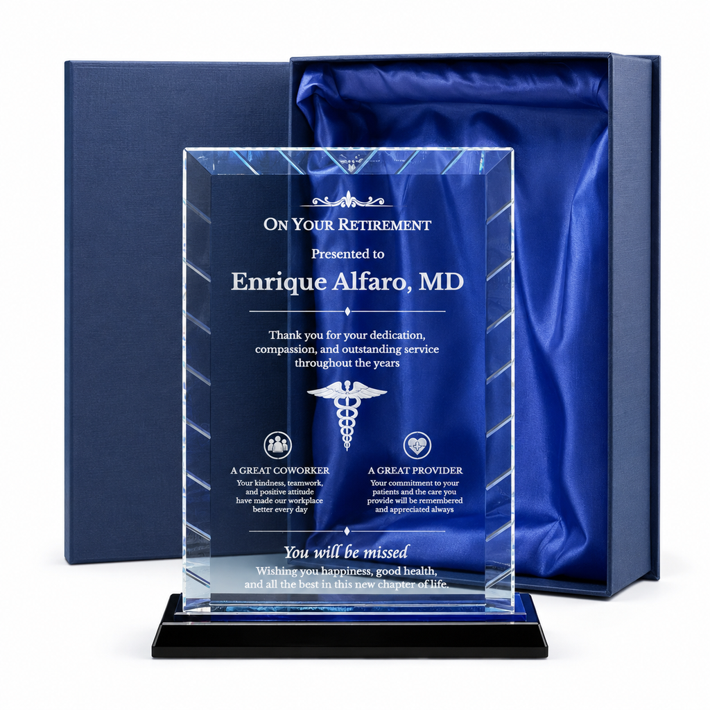 Rectangle Glass Award | Custom Engraved Recognition Plaque with polished beveled edges