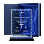 Rectangle Glass Award | Custom Engraved Recognition Plaque with polished beveled edges