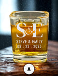 Personalized Wedding Shot Glasses – Engraved Monogram 2.2oz