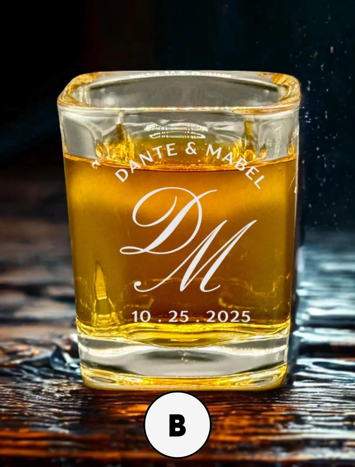 Personalized Wedding Shot Glasses – Engraved Monogram 2.2oz