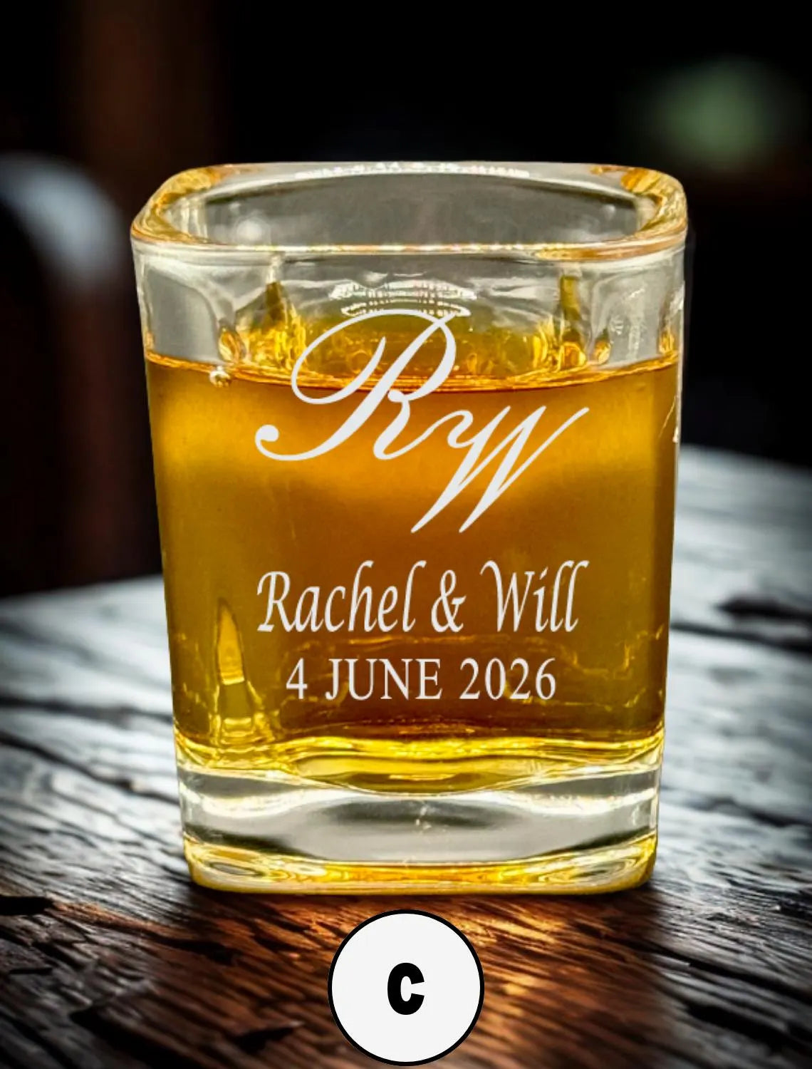 Personalized Wedding Shot Glasses – Engraved Monogram 2.2oz