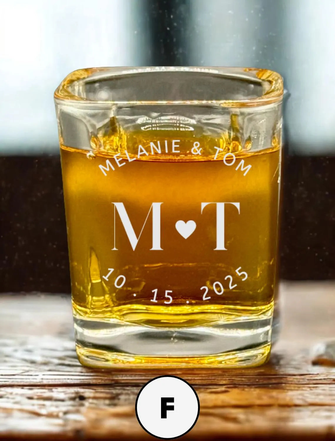 Personalized Wedding Shot Glasses – Engraved Monogram 2.2oz