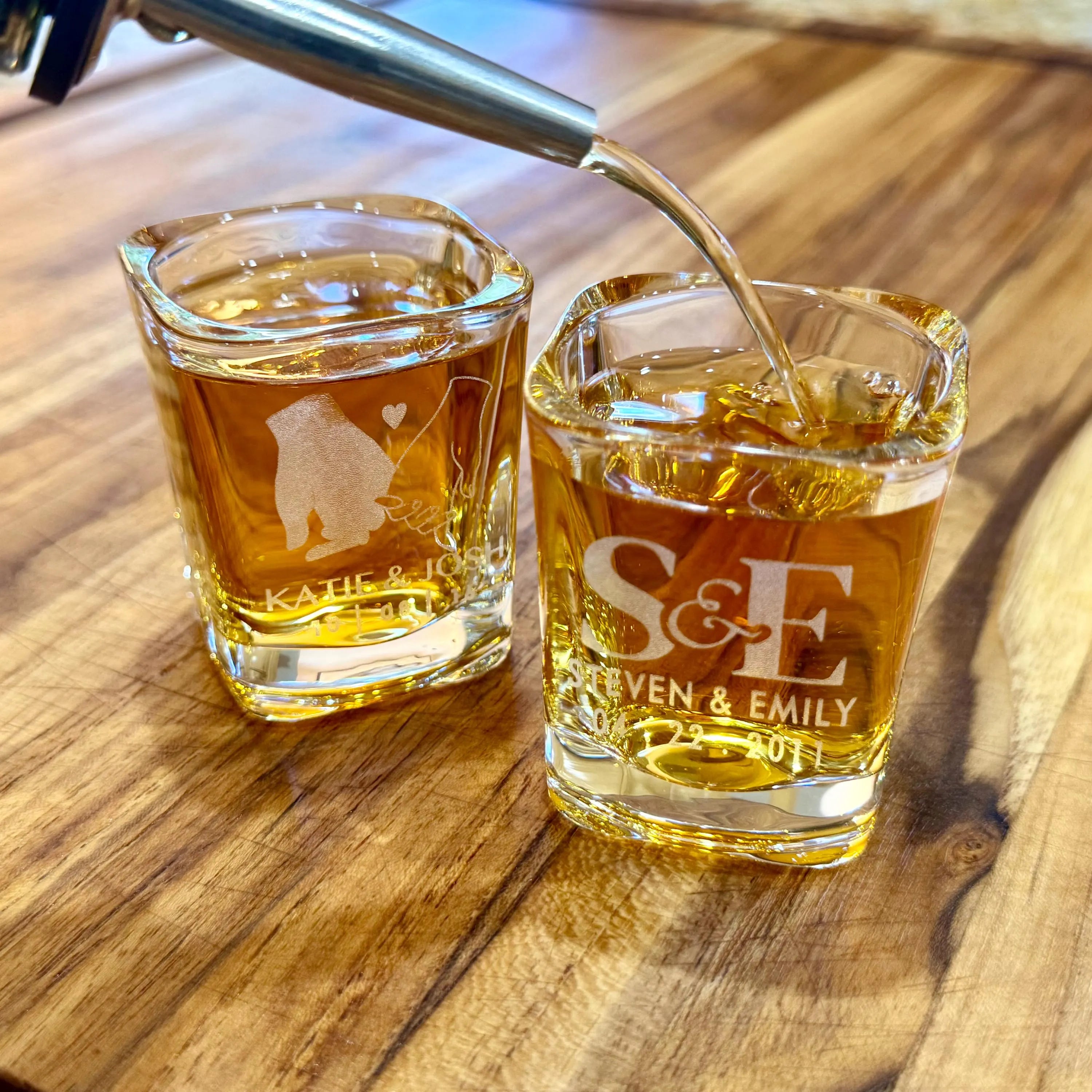 Personalized Wedding Shot Glasses – Engraved Monogram 2.2oz
